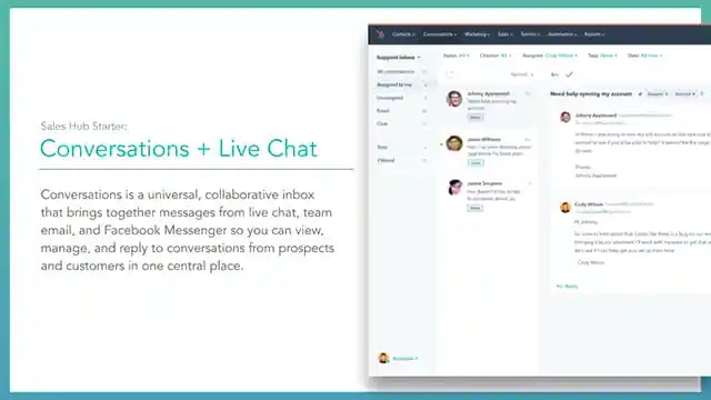 Sales Hub conversation + live chat
