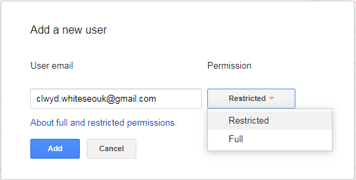Adding user with full permission
